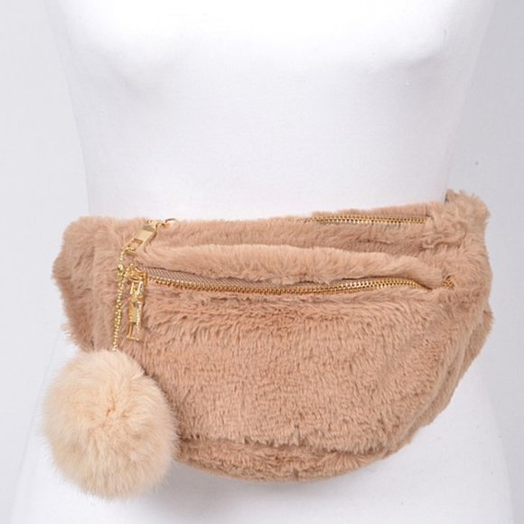 FUR FANNY BAG WITH POMPOM - Picture 1 of 1
